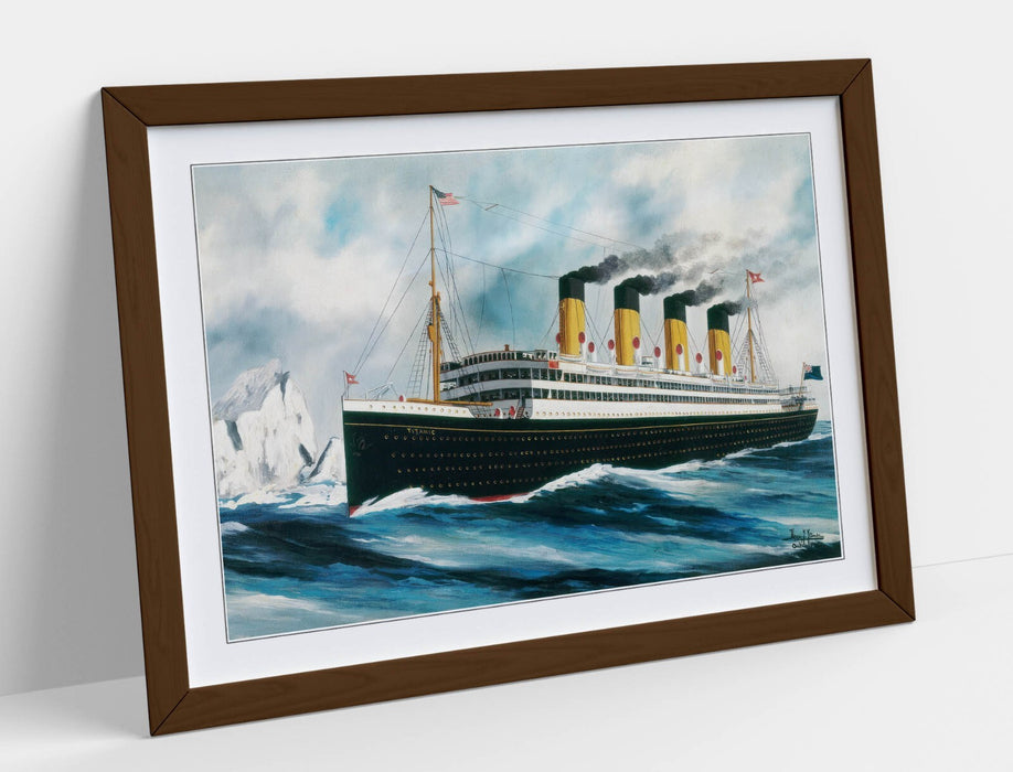 Framed Art Poster Featuring Titanic Steamer Ship Artwork - Handmade UK Frame