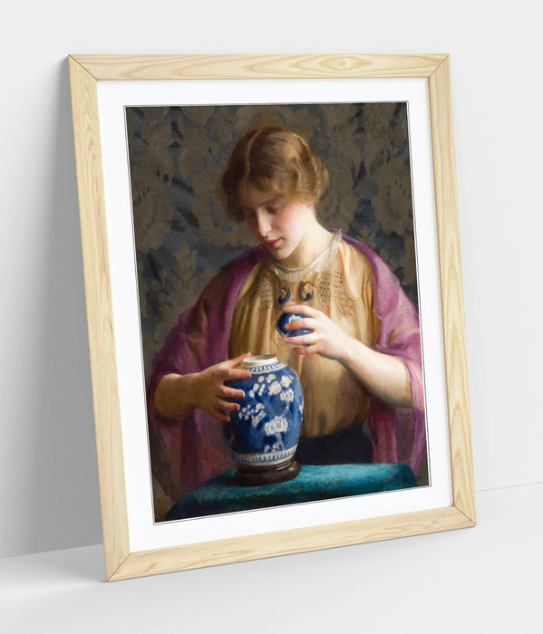 Framed Wall Art Featuring William McGregor Paxton Blue Jar Painting - Handmade UK Print