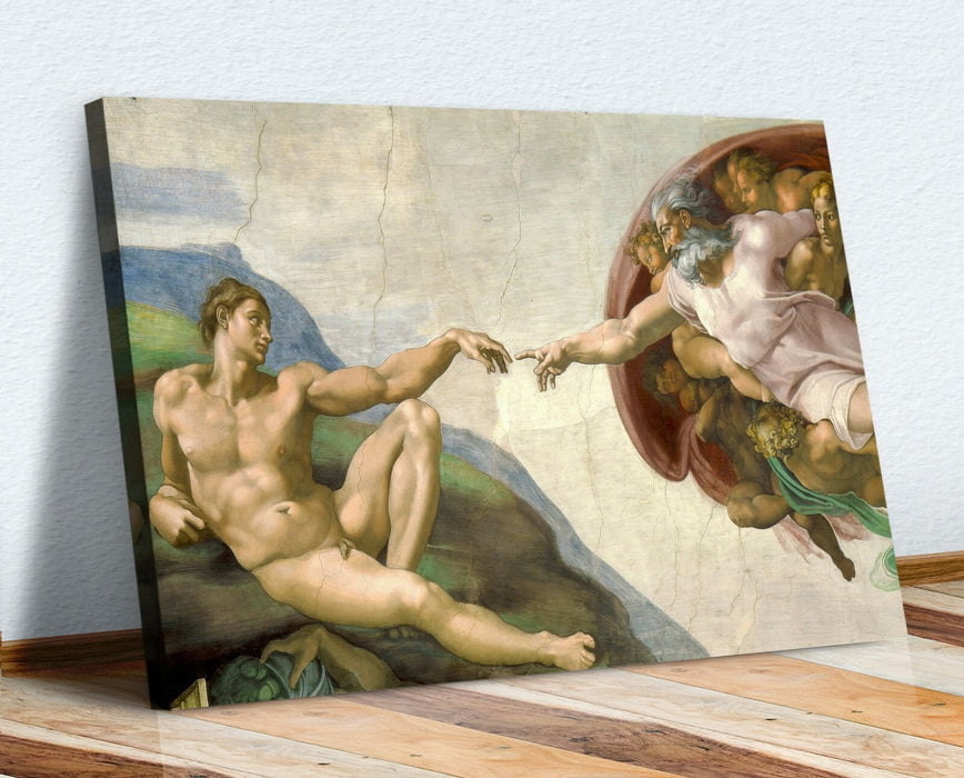 Canvas Wall Art - Michaelangelo Creation of Adam | Classic Framed Print 30mm Deep