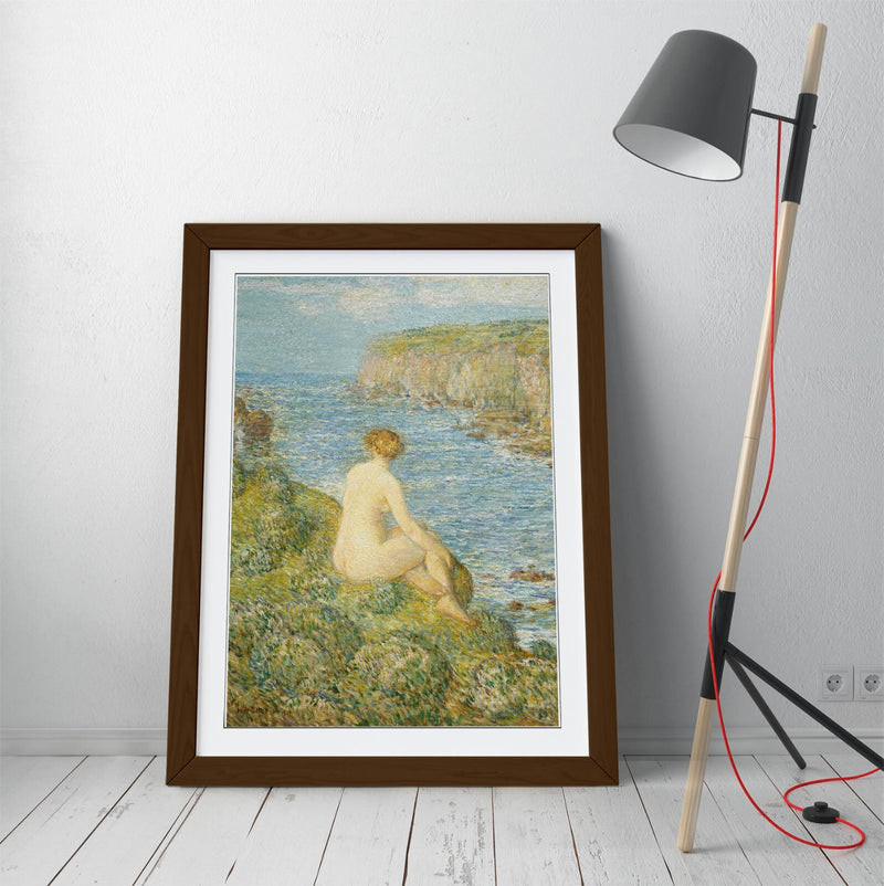 Framed Wall Art - 'Childe Hassam, Nymph And Sea' Print On Matte Paper