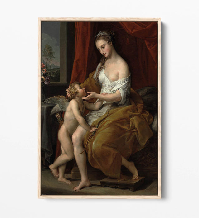 POMPEO BATONI, VENUS CARESSING CUPID -FLOAT EFFECT CANVAS WALL ART PIC PRINT