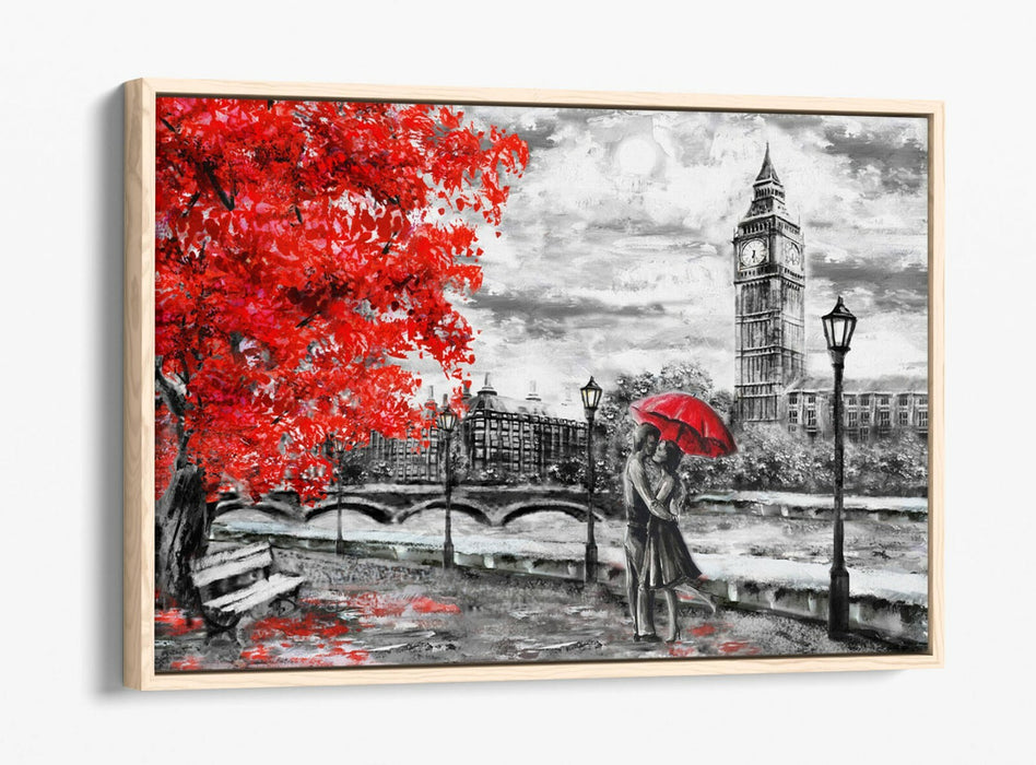 Canvas Wall Art – London Big Ben Float Effect Black White Print on MDF Frame