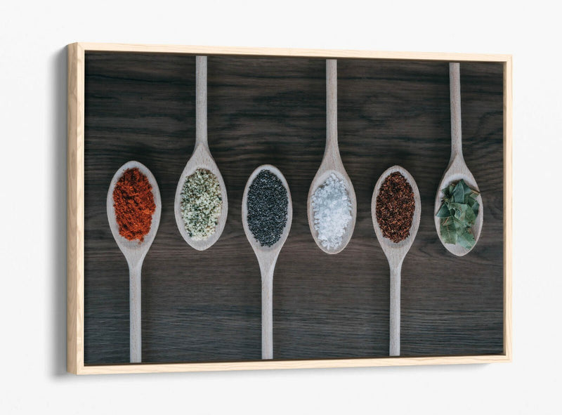 Canvas Wall Art - Kitchen Wall Decor With Herbs Spices In Green Red Float Effect