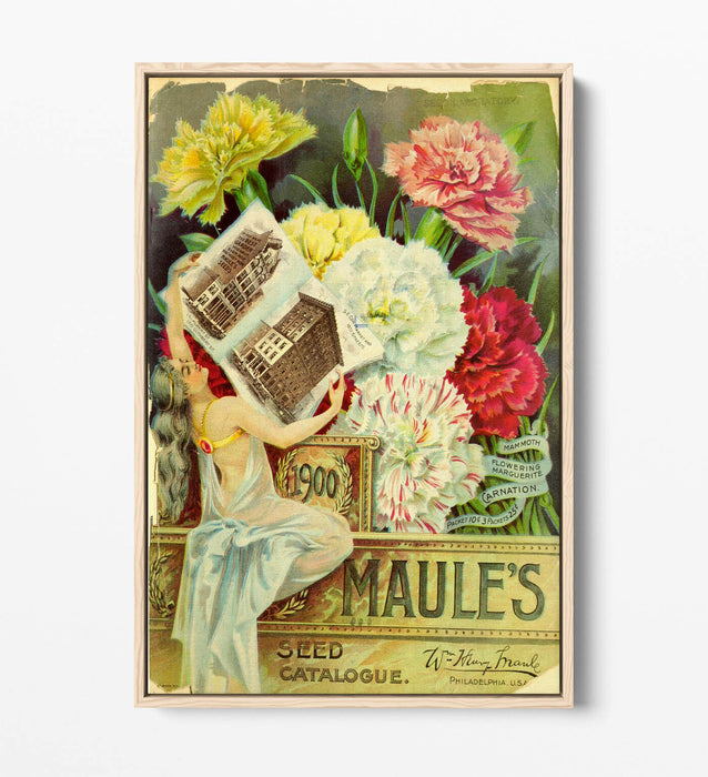 QUIRKY VINTAGE FLOWERS ADVERTISEMENT POSTER -FLOAT EFFECT CANVAS WALL ART PRINT