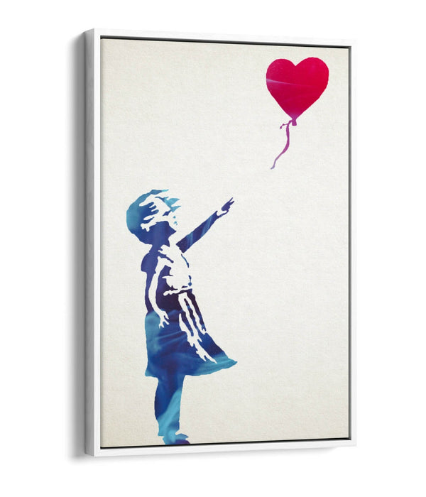 BANKSY, BALLOON GIRL BLUE RED ART -FLOAT EFFECT CANVAS WALL ART PRINT