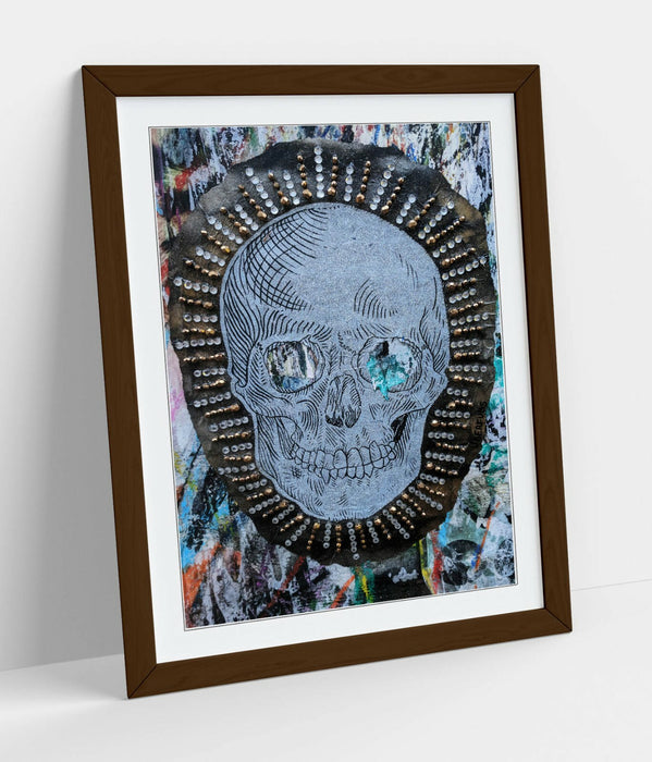 SKULL EAST LONDON GRAFFITI -ART FRAMED POSTER PICTURE PRINT ARTWORK- BLUE GREY