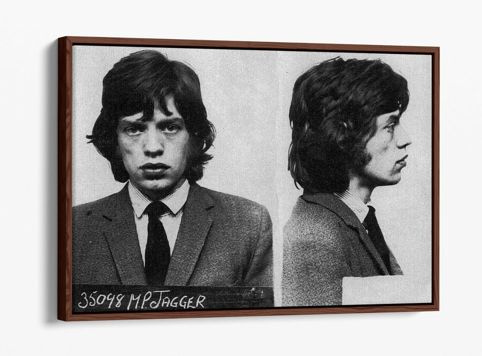 MICK JAGGER MUGSHOT 2 -FLOAT EFFECT CANVAS WALL ART PIC PRINT- BLACK & WHITE