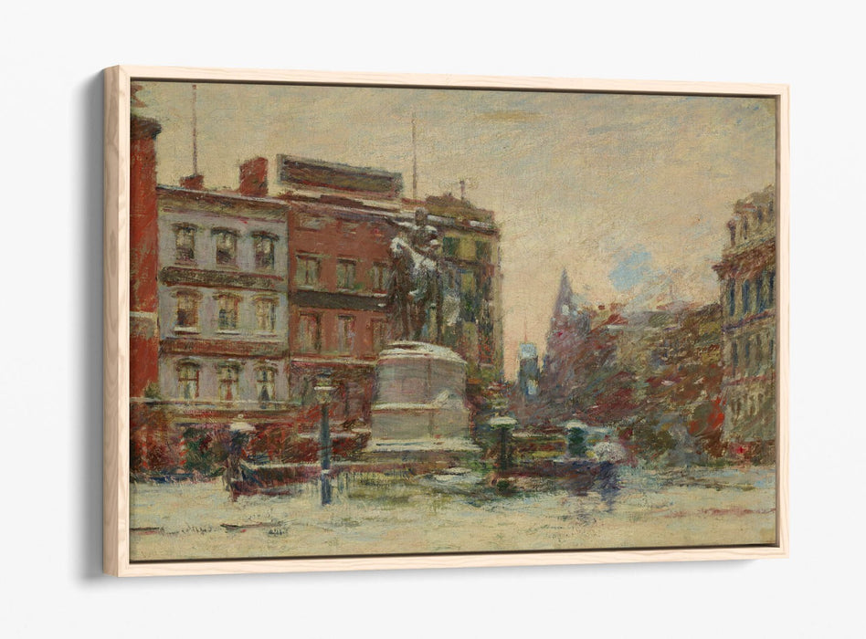 THEODORE ROBINSON, UNION SQUARE WINTER -FLOAT EFFECT CANVAS WALL ART PIC PRINT