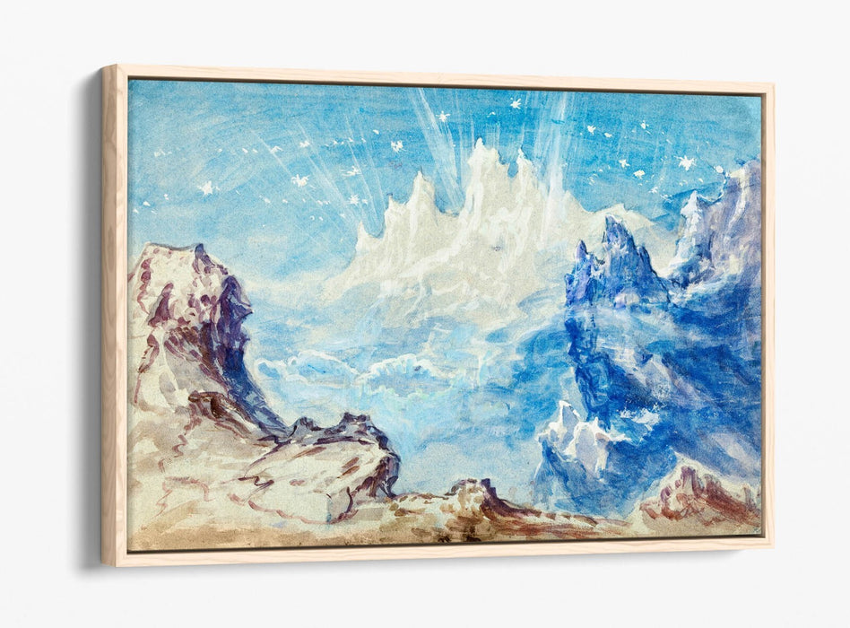 Float Effect Canvas Art - Mountain Landscape Starry Sky Handmade Wall Decor