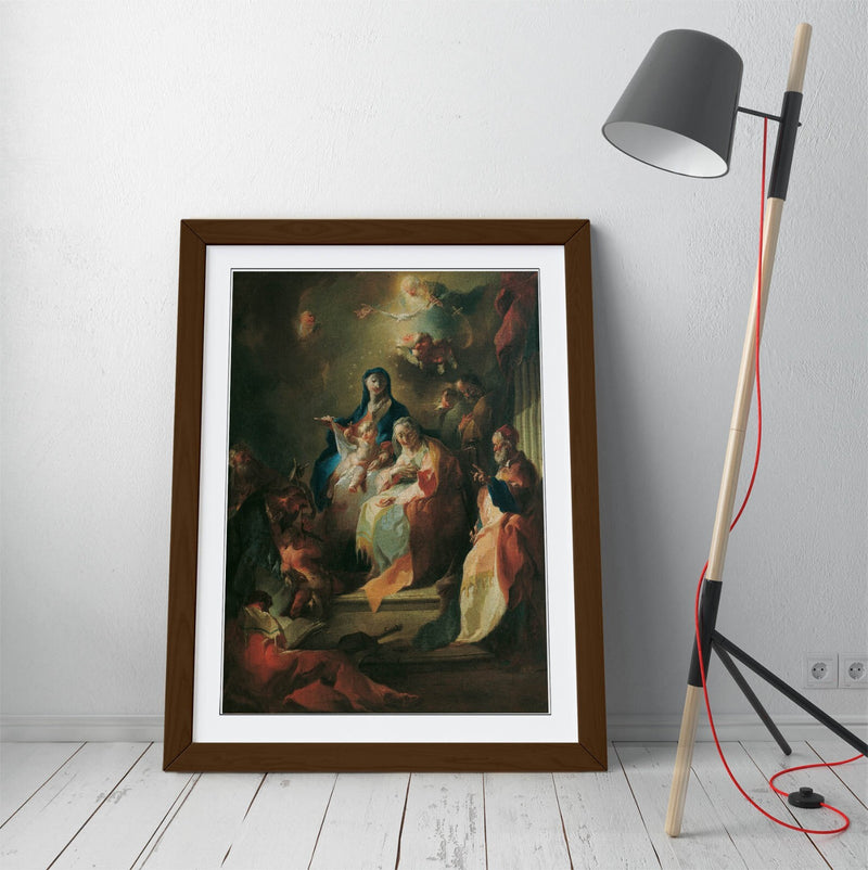 Framed Wall Art – Franz Maulbertsch Holy Kin Painting | Natural Wood Frame