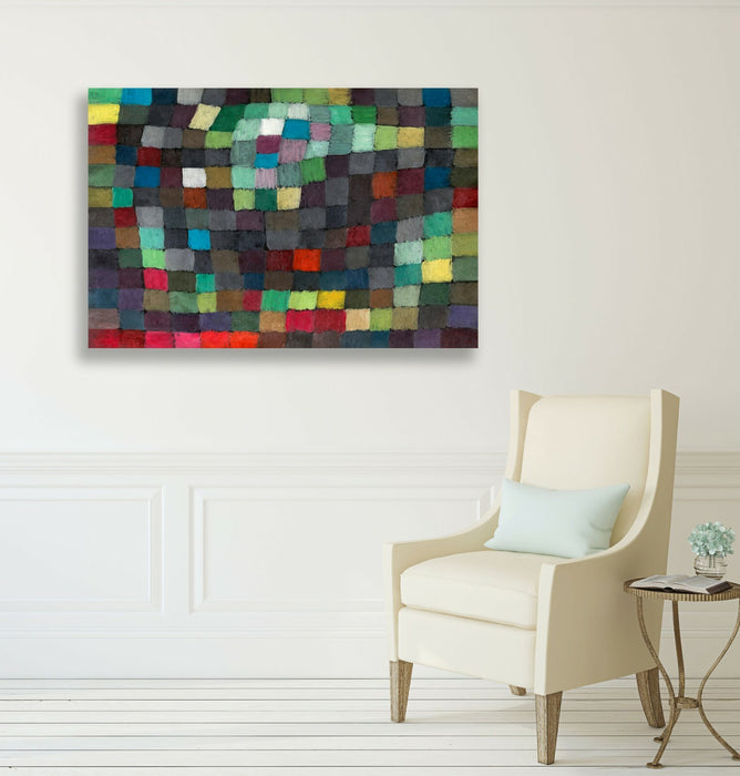 Canvas Wall Art – Coloured Squares Abstract Paul Klee Artwork With Premium Varnish Finish