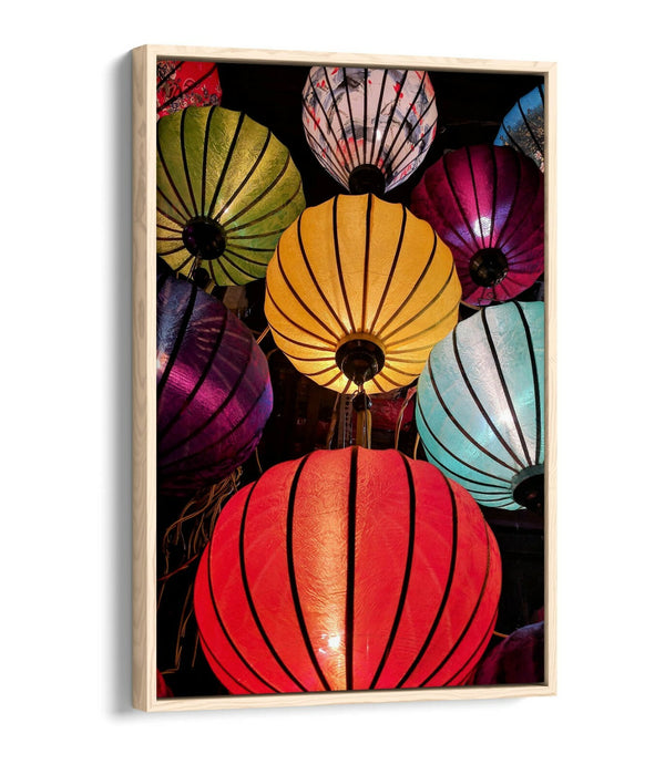 CHINESE LANTERNS FLOAT EFFECT CANVAS WALL ART PIC PRINT GRAFFITI- RED