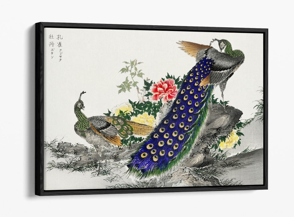 Canvas Wall Art Print - Peacock And Peony Float Effect | Handmade UK Canvas Art