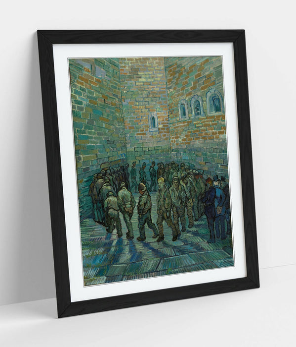 VAN GOGH PRISONERS' ROUND -ART FRAMED POSTER PICTURE PRINT ARTWORK- GREEN BLUE