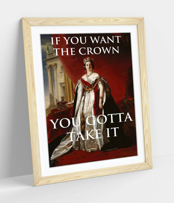 "IF YOU WANT THE CROWN" MOTIVATIONAL QUOTE SLOGAN -FRAMED WALL ART PICTURE PRINT