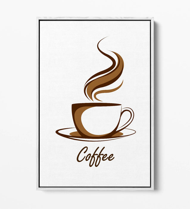Canvas Wall Art - Brown Coffee Cup Illustration | Float Effect Canvas Print