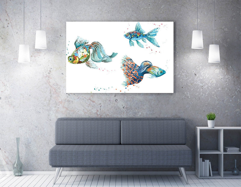 Watercolour Fish Canvas - Handmade Canvas Wall Art With Vibrant Fish Painting