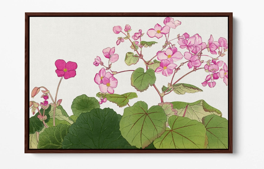 Float Effect Canvas Art – Handmade Japanese Begonia Flower Print on MDF Frame