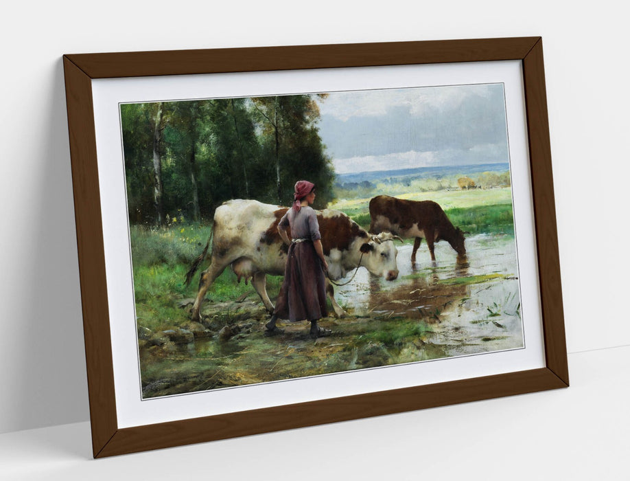 Framed Wall Art - Julien Dupre Young Woman Soaring Cattle Poster Print