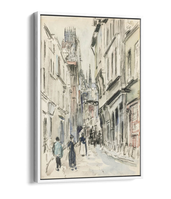 CAMILLE PISSARRO, RUE DAMIETTE ROUEN -FLOAT EFFECT CANVAS WALL ART PRINT