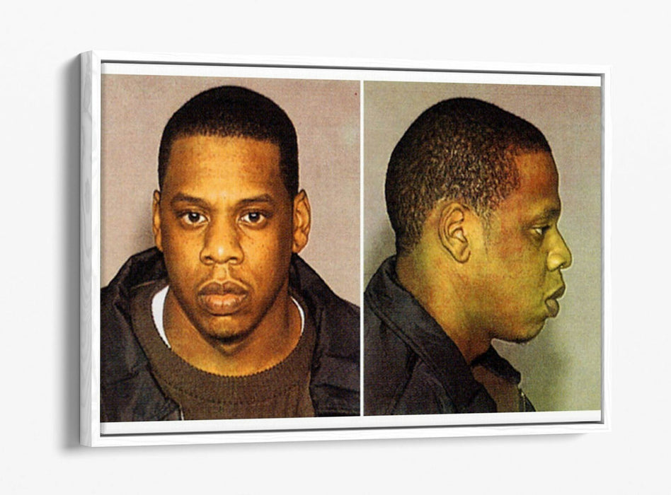 JAY Z MUGSHOT -FLOAT EFFECT CANVAS WALL ART PIC PRINT- GREY BLACK