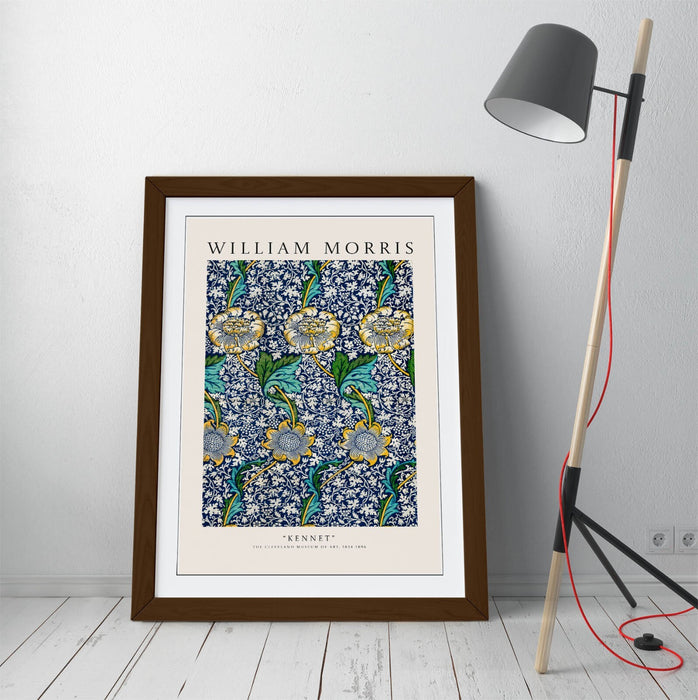 Framed Wall Art - William Morris 'Kennet' Plant Decor Poster Print With Wood Grain Frame