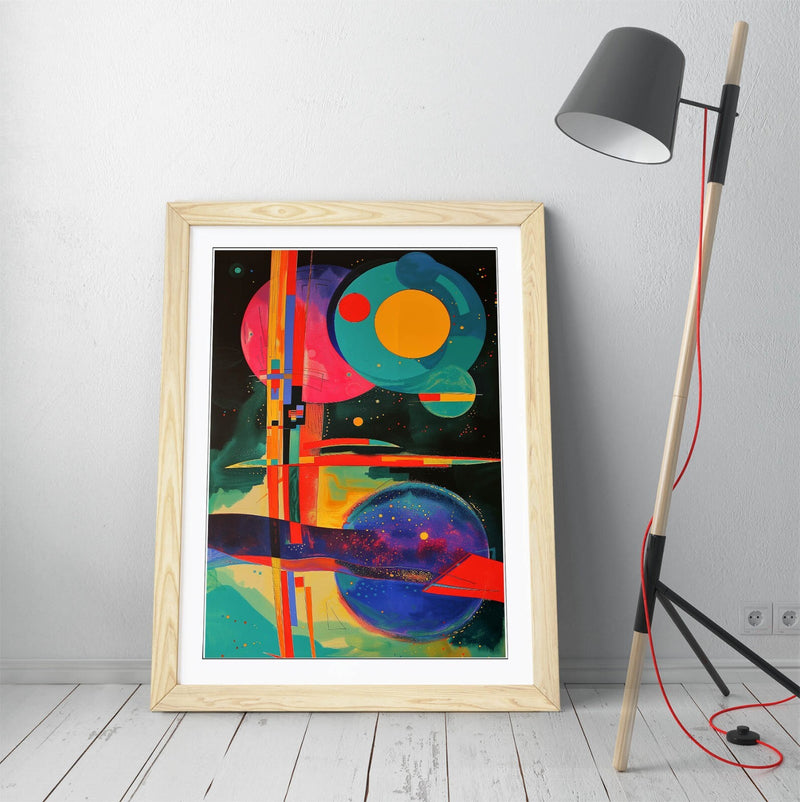 Abstract Sci Fi Wall Art - Multi Colour Planet Poster Print | Framed, Ready To Hang