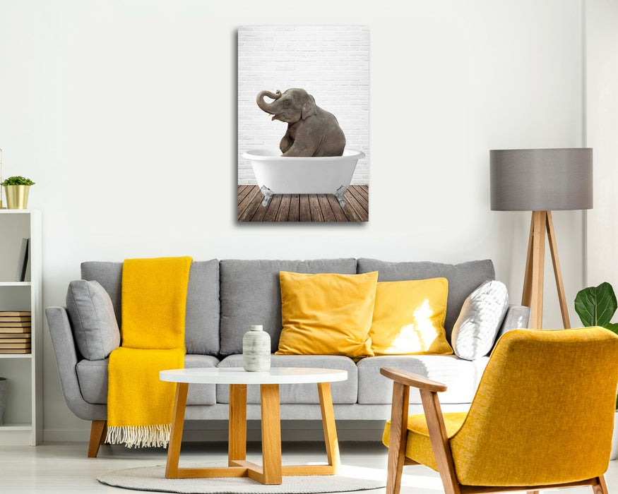 Elephant Animal in Bath CANVAS WALL ART PRINT ARTWORK PICTURE FRAMED POSTER