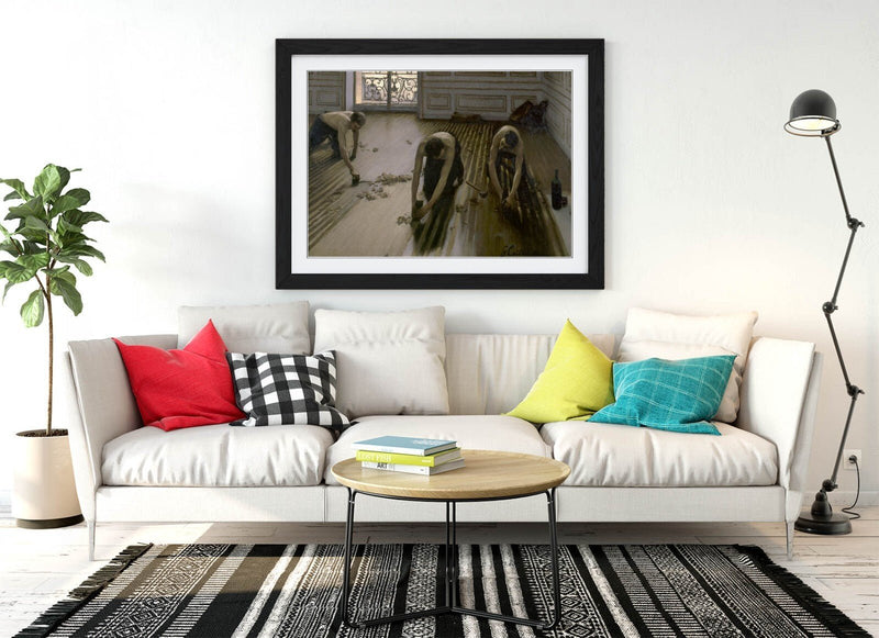 Framed Wall Art - Gustave Caillebotte Floor Scrapers Painting, Matte Paper Print
