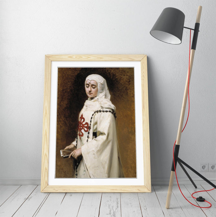 Framed Art Poster - Raimundo Madrazo Portrait Of Maria Guerrero | Woodgrain Frame