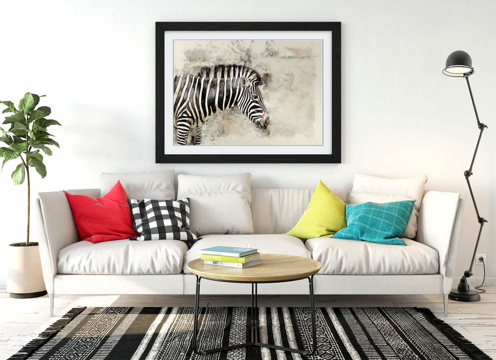 ZEBRA GLITCH ABSTRACT ARTWORK HOME DECOR 2 -FRAMED ART POSTER PICTURE PRINT