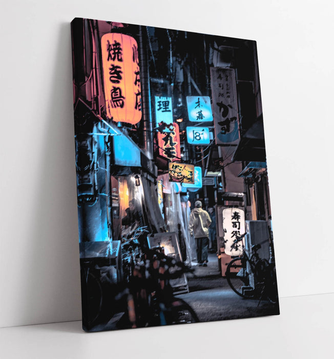 Canvas Wall Art - Blurred Tokyo Street Art Print | Handmade Ready To Hang