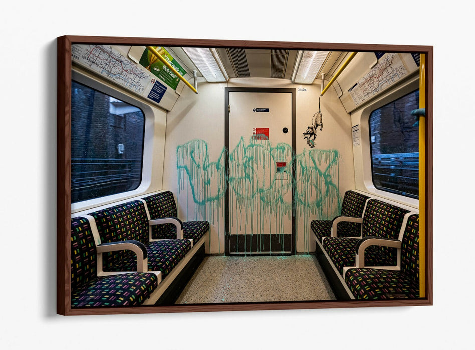 BANKSY UNDERGROUND RATS -FLOAT EFFECT CANVAS WALL ART PIC PRINT- BLUE GREEN