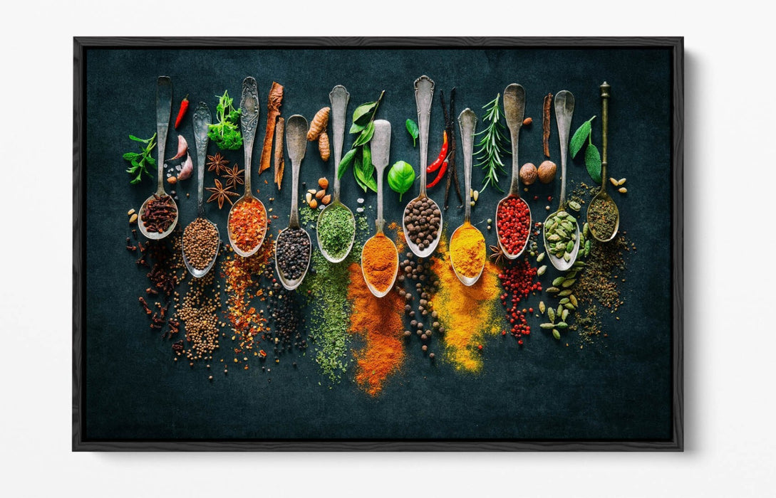 Canvas Wall Art – Herbs And Spices Spoons Kitchen Decor | Float Effect Print