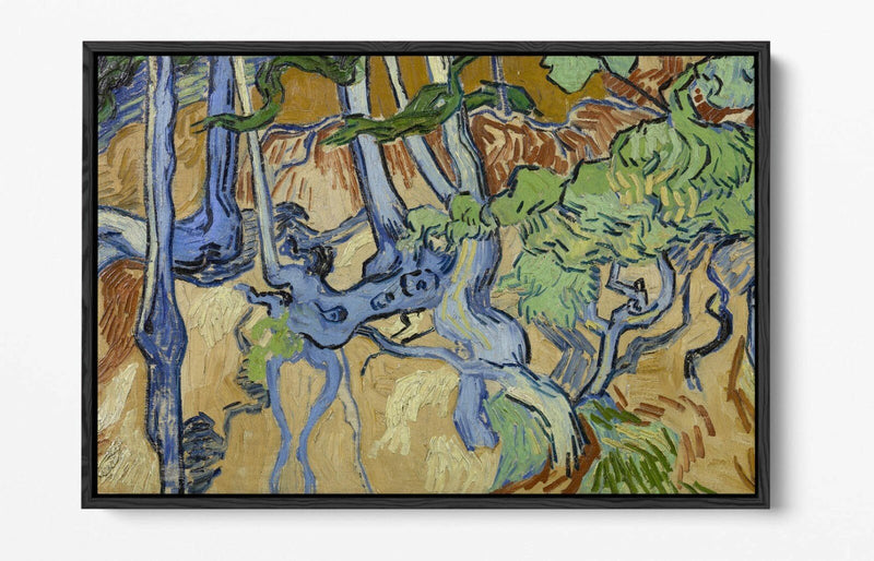 Float Effect Canvas Art – Vincent Van Gogh Tree Roots Painting on 30mm Deep Frame