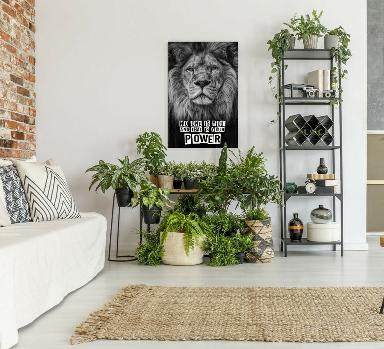 LION HEAD BLACK AND WHITE CANVAS WALL ART PRINT ARTWORK STRENGTH POWER QUOTE