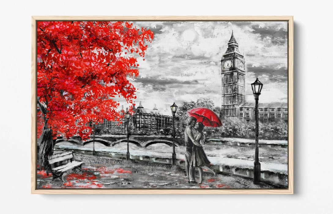 Canvas Wall Art – London Big Ben Float Effect Black White Print on MDF Frame