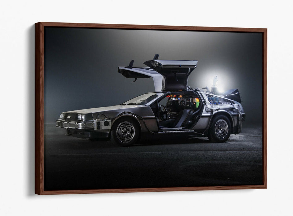 De Lorean Canvas Art – Back to the Future Print | Float Effect, Ready to Hang