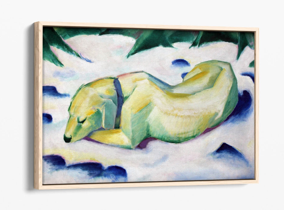 Canvas Wall Art Print - Franz Marc Dog Lying In Snow | Float Effect Canvas