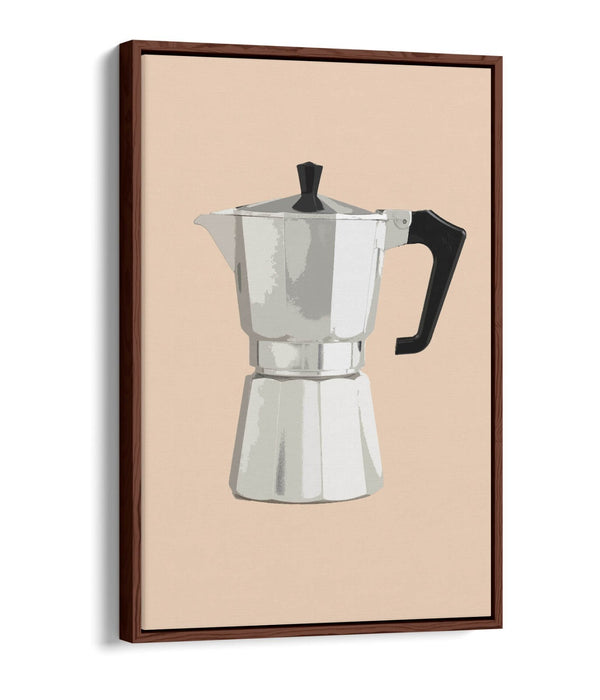 Moka Pot Coffee Poster - Premium Float Effect Canvas | Handmade Kitchen Decor Print