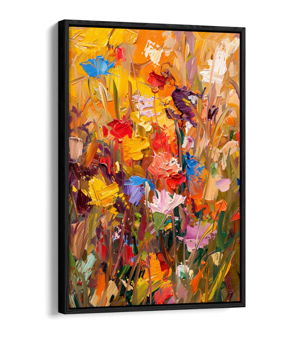 BOUQUET FLOWERS YELLOW IMPRESSIONIST STYLE DECOR FLOAT EFFECT CANVAS ART PRINT