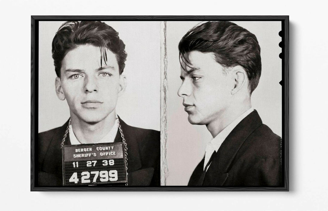 FRANK SINATRA MUGSHOT 2 -FLOAT EFFECT CANVAS WALL ART PIC PRINT- BLACK & WHITE