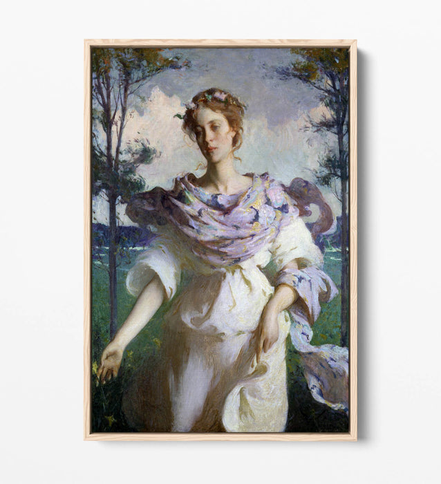 FRANK W. BENSON, SUMMER -FLOAT EFFECT CANVAS WALL ART PICTURE PRINT