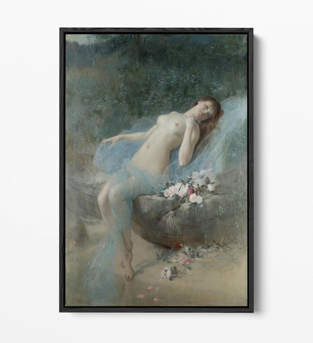 Canvas Wall Art Print - Reclining Nude Float Effect on Premium MDF Frame