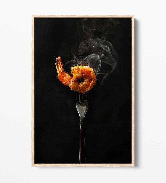 Prawn Kitchen Canvas - Float Effect Art With Premium Varnish Finish Frame
