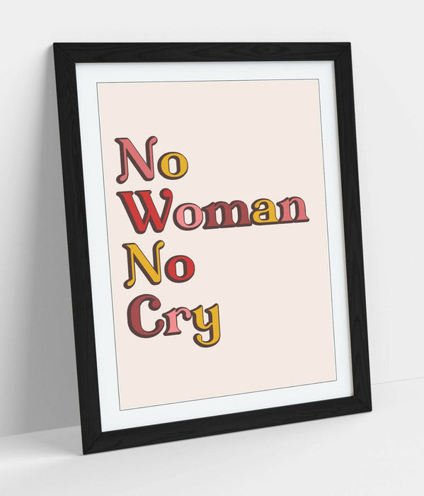 "NO WOMAN NO CRY" BOB MARLEY HOME QUOTE SLOGAN -FRAMED WALL ART PICTURE PRINT