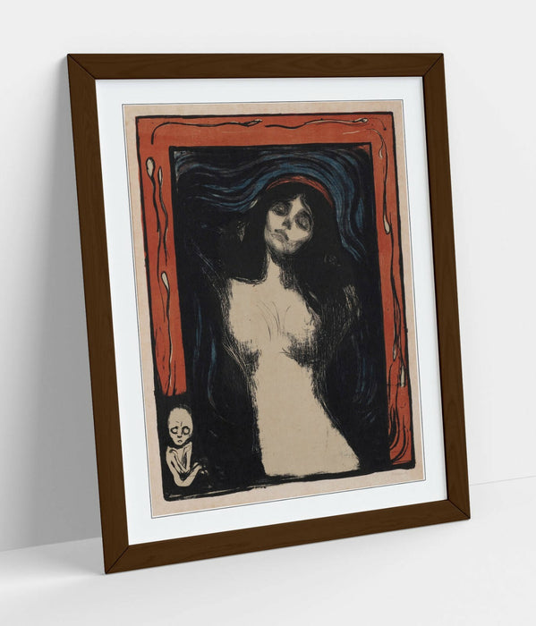 Edvard Munch Framed Poster – Madonna Art Print With Woodgrain Frame Design