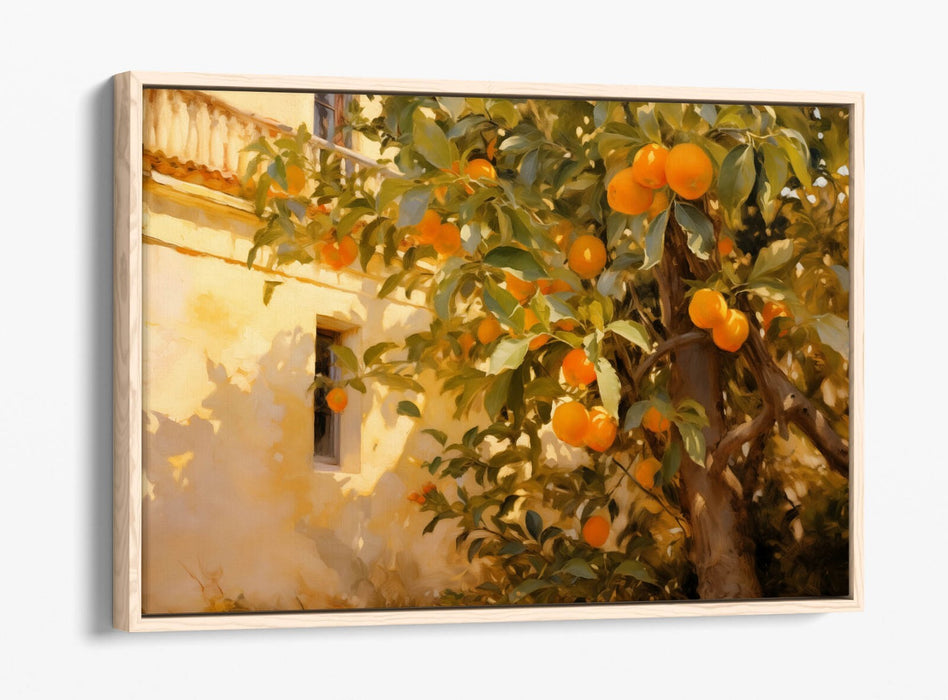 Impressionist Canvas Art – Orange Tree Artwork with Float Frame Canvas Print