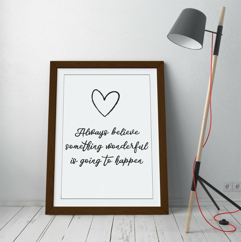 Framed Wall Art - Inspirational Life Quote Poster with Natural Wood Grain Frame