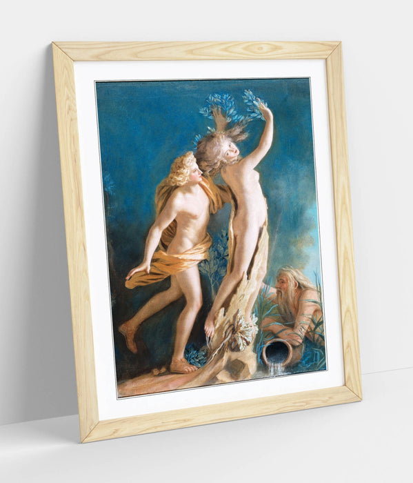 Framed Art Poster - Apollo And Daphne Wall Art Print With Wood Grain Frame